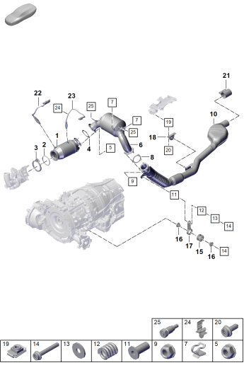 202-200 - Système d'échappement
Catalyseur avec
filtre à particules essence
Tuyau d'echappement avec
silencieux avant
Sonde lambda