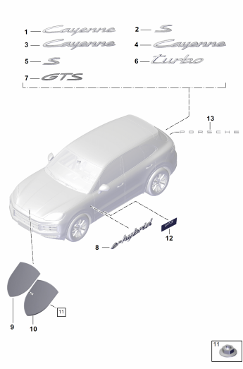 810-000 - monogrammes
Ecusson Porsche