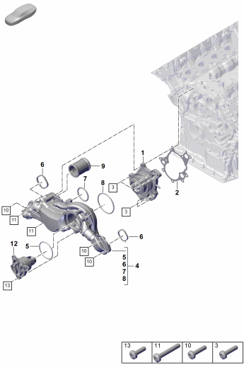 105-020 - Pompe a liq. refroidissement
boitier de thermostat