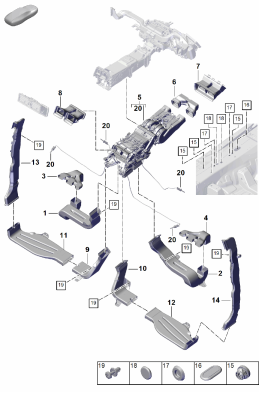 814-250 - Climatiseur/Chauffage
guidage d'air
Compartiment passagers
p. vehicules avec
2e echangeur de chaleur