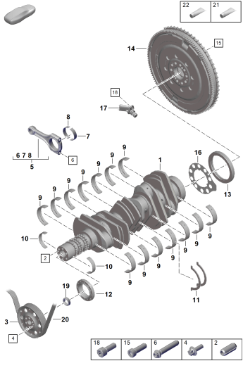 102-000 - Vilebrequin
bielle
volant-moteur