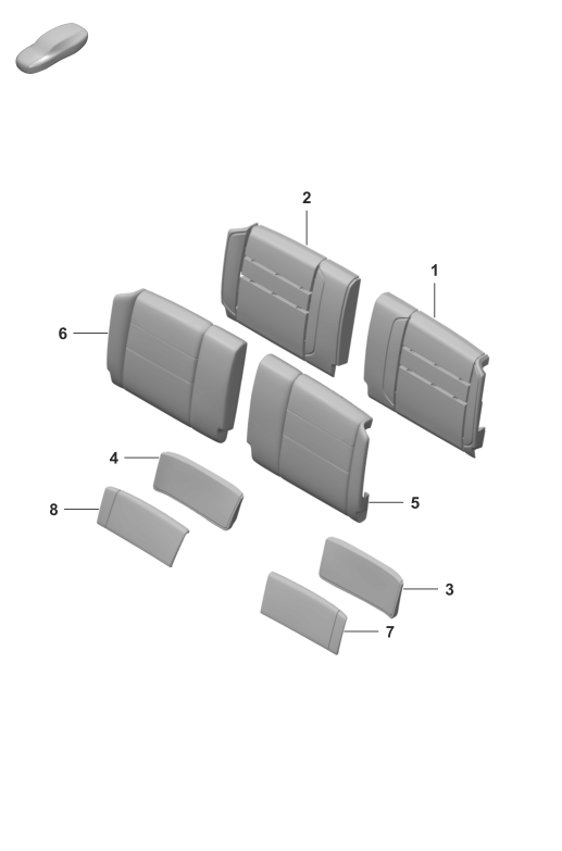 818-300 - Partie en mousse
garniture dossier (similicuir)
Cale-reins