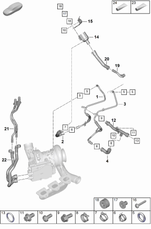 202-110 - Turbocompresseur a gaz d'ech.
Conduit liq. refroidissement