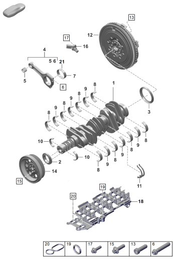 102-000 - Vilebrequin
bielle
volant-moteur