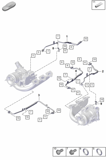 202-150 - Turbocompresseur a gaz d'ech.
Conduite d'huile