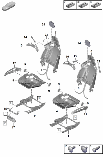 817-190 - armature de siege et dossier
Elements carross.amovibles
pour siège baquet