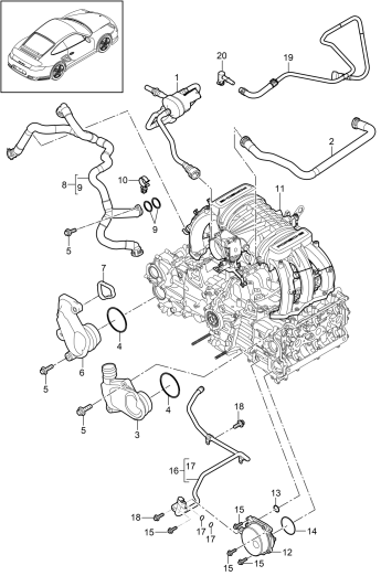 104-010 - Carter-moteur
Desaeration du reservoir
Pompe a vide