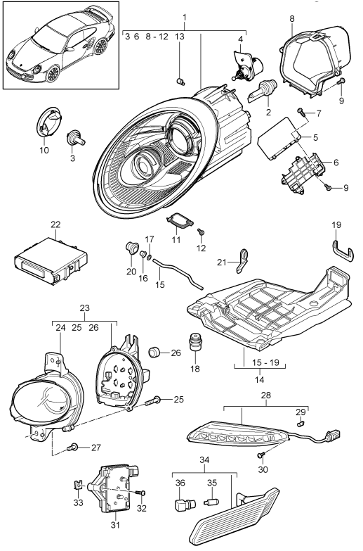 905-001 - Projecteurs
Projecteur supplementaire
feu de balisage lat.
Feux latéraux clignotants