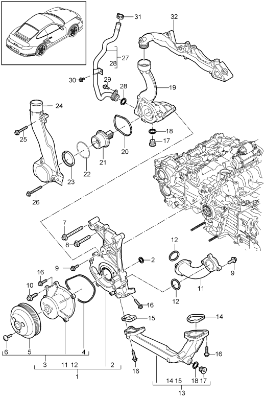 105-000 - Pompe a liq. refroidissement
boitier de thermostat