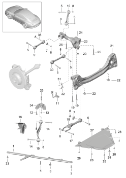 501-001 - Essieu arriere
panneau lat.
support
bras