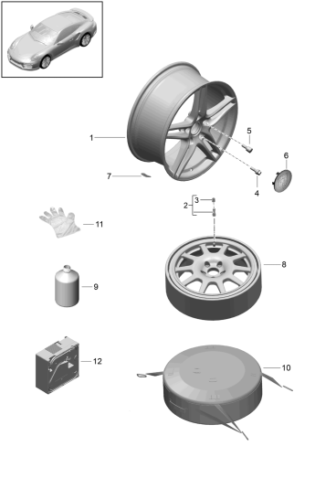 601-002 - Jante aluminium
Roue de secours
produit d'etancheite p. pneus
D -    MJ 2017>>