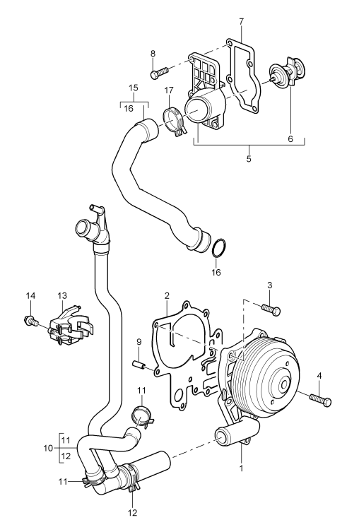 105-000 - Pompe a liq. refroidissement
boitier de thermostat