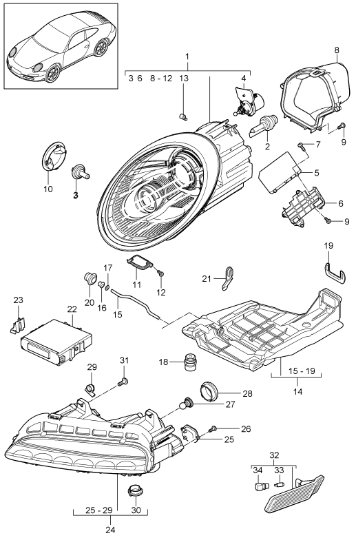 905-001 - Projecteurs
Projecteur supplementaire
feu de balisage lat.
Feux latéraux clignotants