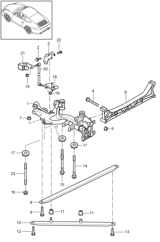 501-001 - Essieu arriere
panneau lat.
support