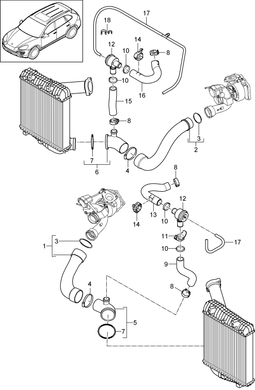 107-080 - Radiateur air suralimentation
tuyau de pression