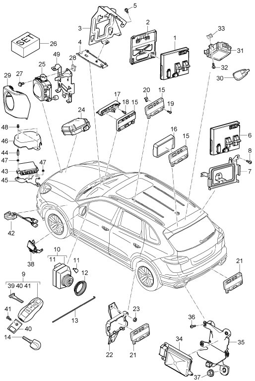 901-005 - Calculateurs
Calculateur (BCM) pour
syst. confort et reseau bord
Partie avant
Partie arriere du vehicule
Emetteur manuel
Contact-demarreur
Calculateur pour
ouverture de porte de garage
regulation des distances
Unité de réception
Chauffage d'appoint
Calculateur electronique pour
assistant changement de voie
D -    MJ 2015>>