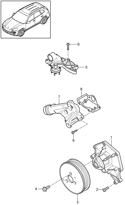 105-015 - Pompe a liq. refroidissement
boitier de thermostat