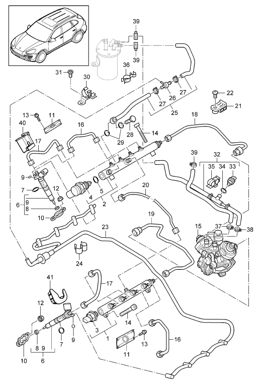 107-042 - Rampe d'injection
conduite de carburant
Injecteur haute pression