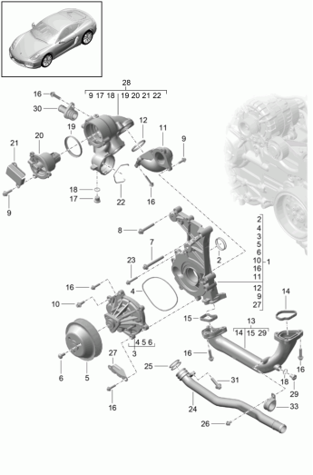 105-000 - Pompe a liq. refroidissement
boitier de thermostat