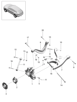 501-000 - Essieu arriere
Support de roue
Moyeu de roue
bras transversal
barre de direction