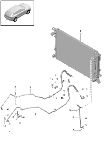 360-000 - - PDK -
Boite de vitesses
Radiateur d'huile bdv
conduite de pression d'huile