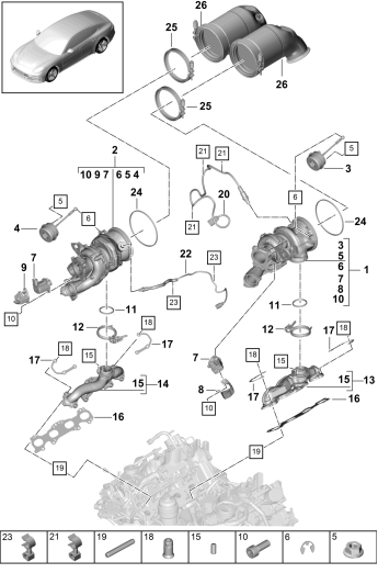 202-000 - Turbocompresseur a gaz d'ech.
Collecteur d'echappement
Sonde lambda