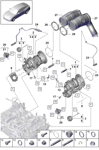202-005 - Turbocompresseur a gaz d'ech.
Collecteur d'echappement
Sonde lambda