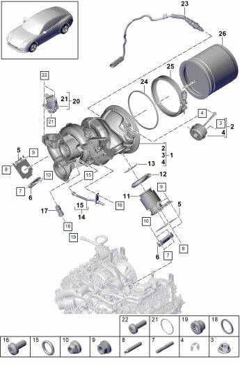 202-020 - Turbocompresseur a gaz d'ech.
Collecteur d'echappement
Sonde lambda