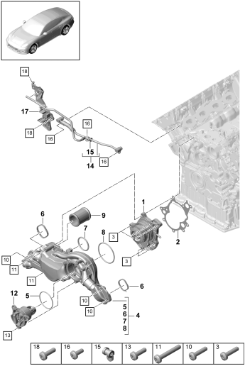 105-000 - Pompe a liq. refroidissement
boitier de thermostat
Conduite de purge