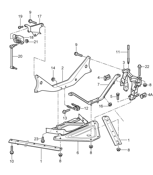 501-001 - Essieu arriere
panneau lat.
support