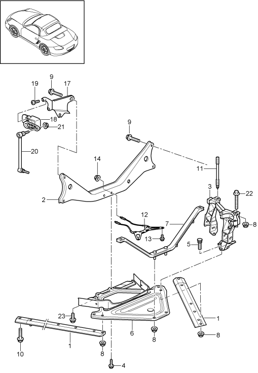 501-001 - Essieu arriere
panneau lat.
support