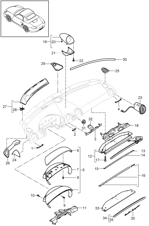 809-001 - Garniture du tableau de bord
Partie superieure
avec:
Elements carross.amovibles