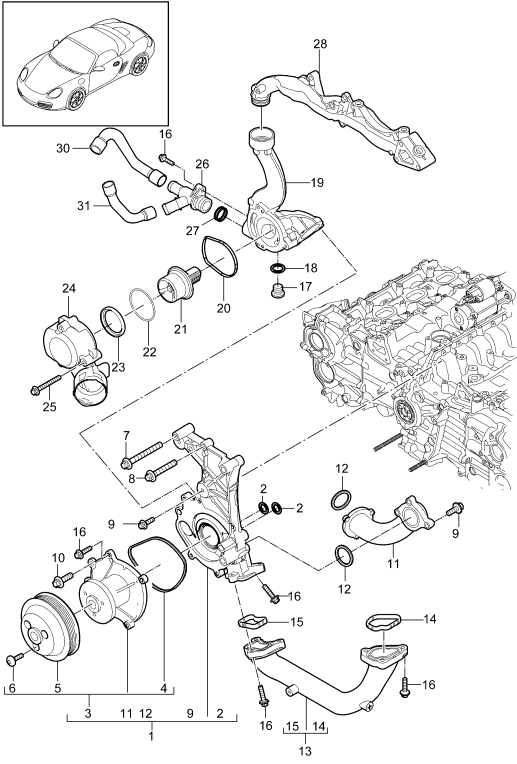 105-000 - Pompe a liq. refroidissement
boitier de thermostat