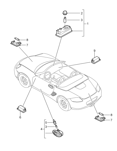 903-004 - Eclairage interieur
Eclairage du coffre
Eclaireur compartiment-moteur
Éclairage de boîte à gants
eclairage plancher
