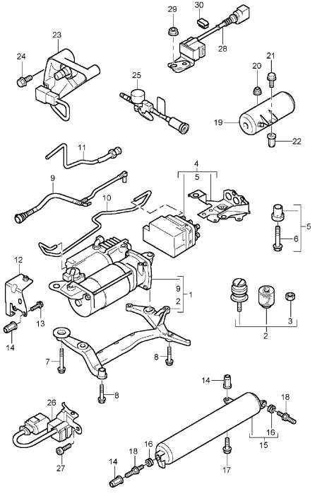 606-000 - Correcteur d'assiette
Compresseur
Accumulateur de pression
capteur d'acceleration