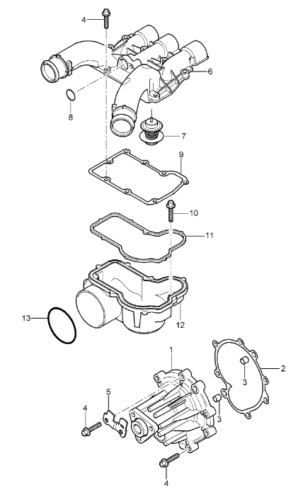 105-000 - Pompe a liq. refroidissement
boitier de thermostat