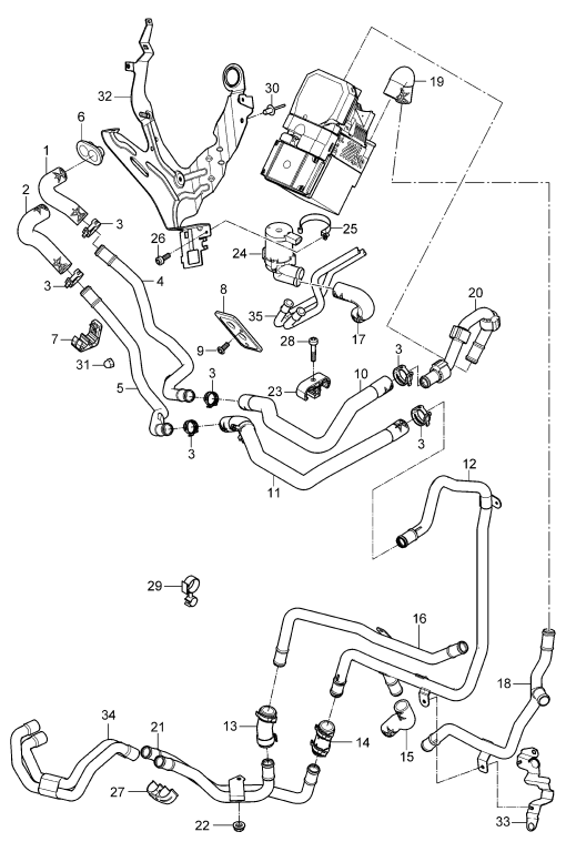 813-003 - chauffage
conduite d'alimentation
conduite de retour
p. diesel