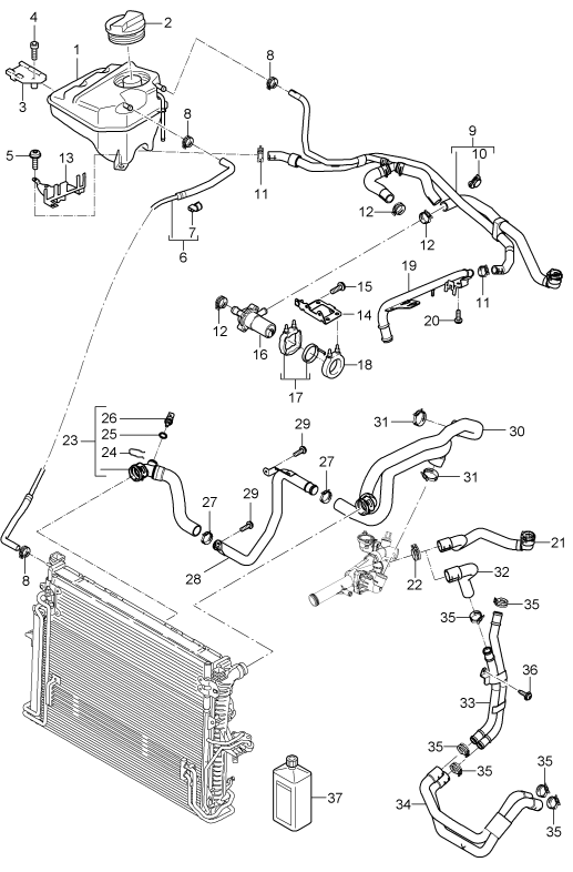 105-035 - Refroidisseur a refrigerant
Reserv.compens liq. refroidis.