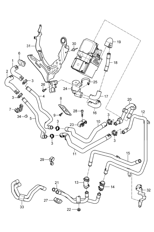 813-001 - chauffage
conduite d'alimentation
conduite de retour
p. diesel