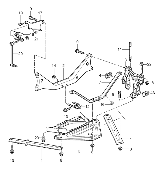 501-001 - Essieu arriere
panneau lat.
support