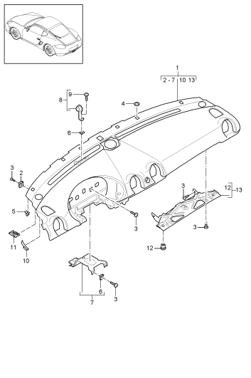 809-000 - Garniture du tableau de bord
Partie superieure
avec:
Pieces de fixation