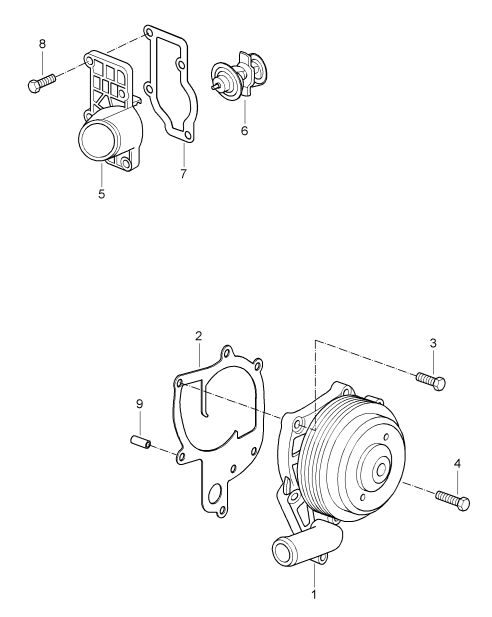 105-000 - Pompe a liq. refroidissement
boitier de thermostat