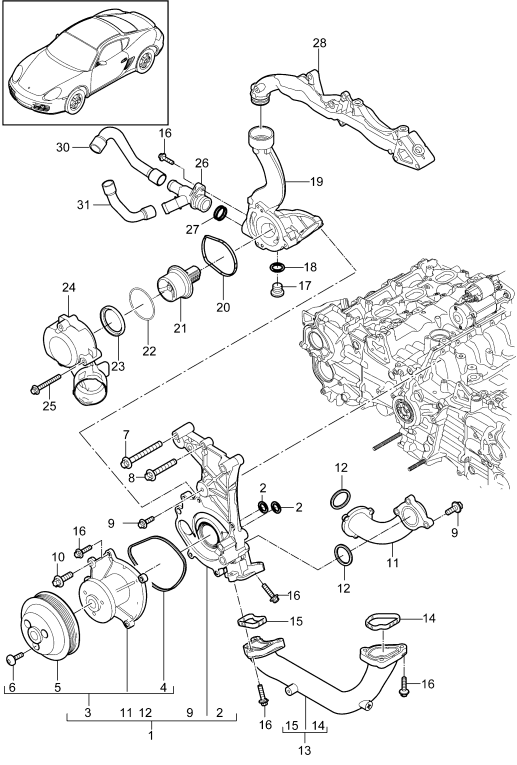 105-000 - Pompe a liq. refroidissement
boitier de thermostat