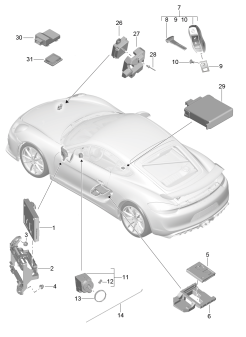 901-004 - Calculateurs
Calculateur (BCM) pour
syst. confort et reseau bord
Partie avant
Partie arriere du vehicule
Emetteur manuel
Contact-demarreur
antenne
p. vehicules avec radiocomman-
de ouverture porte de garage
Capteur pour
surveillance de l'habitacle