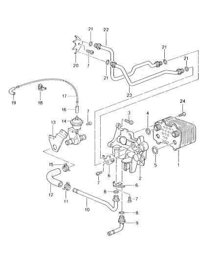 360-000 - Tiptronic
Radiateur d'huile bdv
conduite de pression d'huile
p. refroidissement huile boite
D             >> -    MJ 2001