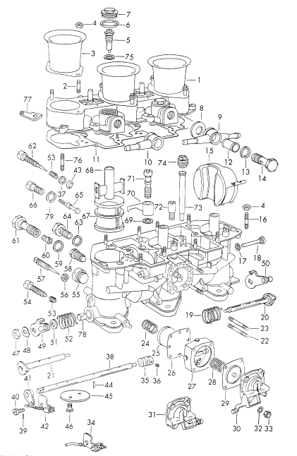 107-005 - Kit de reparation
pour
Carburateur
- WEBER -
- 40 IDTP 1 3C/3C1
D             >> -    MJ 1971