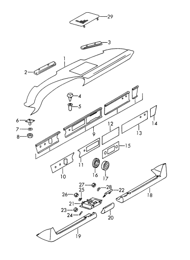 809-002 - Garniture du tableau de bord
cendrier
Cache de recouvrement
D -    MJ 1969>>