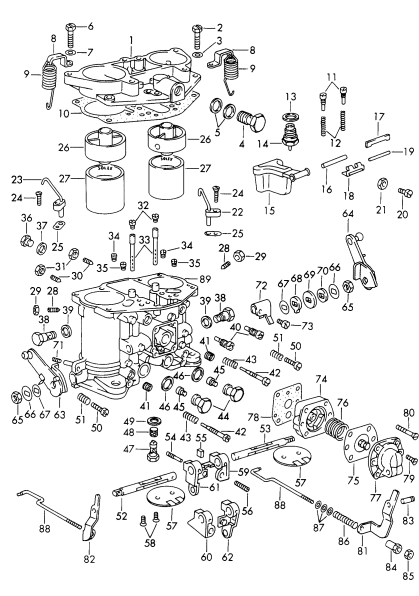 107-015 - pieces detail
pour
Carburateur
SOLEX-40 PII-4
avec:
Axe de papillon