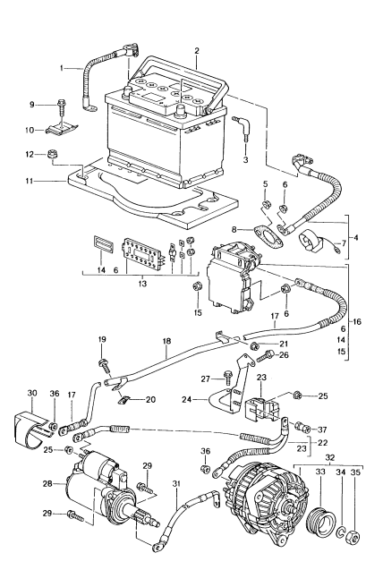 902-005 - Batterie
repartiteur de potentiel
demarreur
Alternateur triphase
Interrupteur general batterie