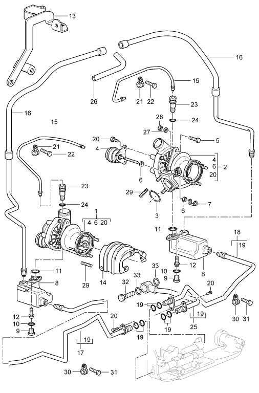 202-005 - Turbocompresseur a gaz d'ech.
Conduite d'huile
pour